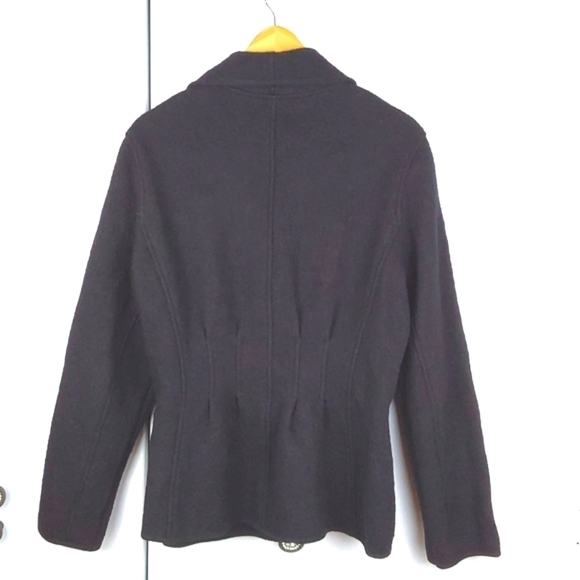 TSD Two Star Dog Black 100% Wool Minimalist Neutral Warm Wrap Coat Chic Sz.M - Picture 10 of 15